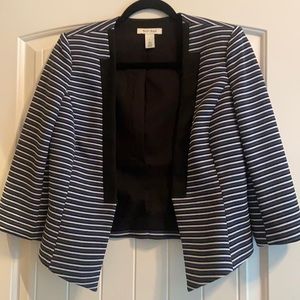Black, white, gray and blue stripped blazer. White House Black Market.